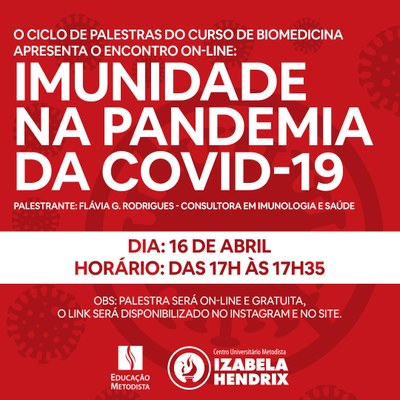 Curso de Biomedicina promove palestra on-line: Imunidade na Pandemia COVID-19